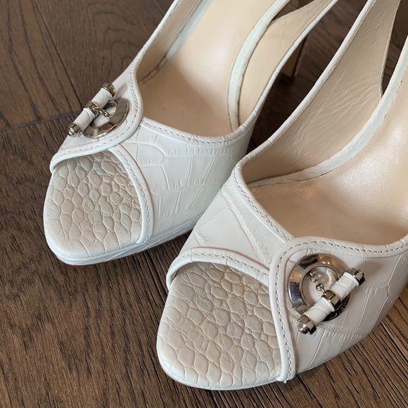 Authentic Dior White Faux-snake Slingback Heels - Picture 4 of 9